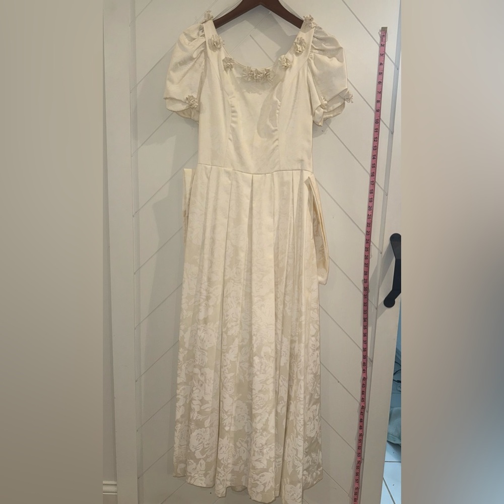RARE Laura Ashley 80’s romantic jacquard CottageCore Heirloom Wedding Dress Gown